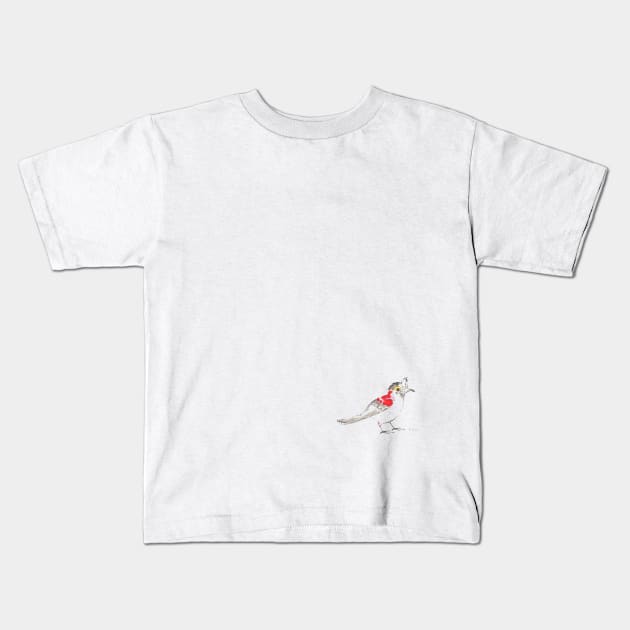 Crested Bird (bottom corner) Kids T-Shirt by becksbespokebrooklyn